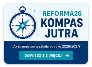 znaczek reformy oświaty kompas jutra