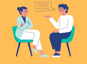 zdjęcie przedstawiające psychologa z rodzicem
