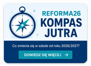 znaczek reformy oświaty kompas jutra